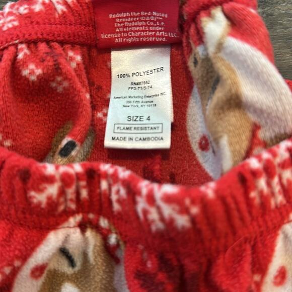 Rudolph The Red-Nosed Reindeer size 4 Holiday Fleece Pajama Pant - Picture 4 of 6